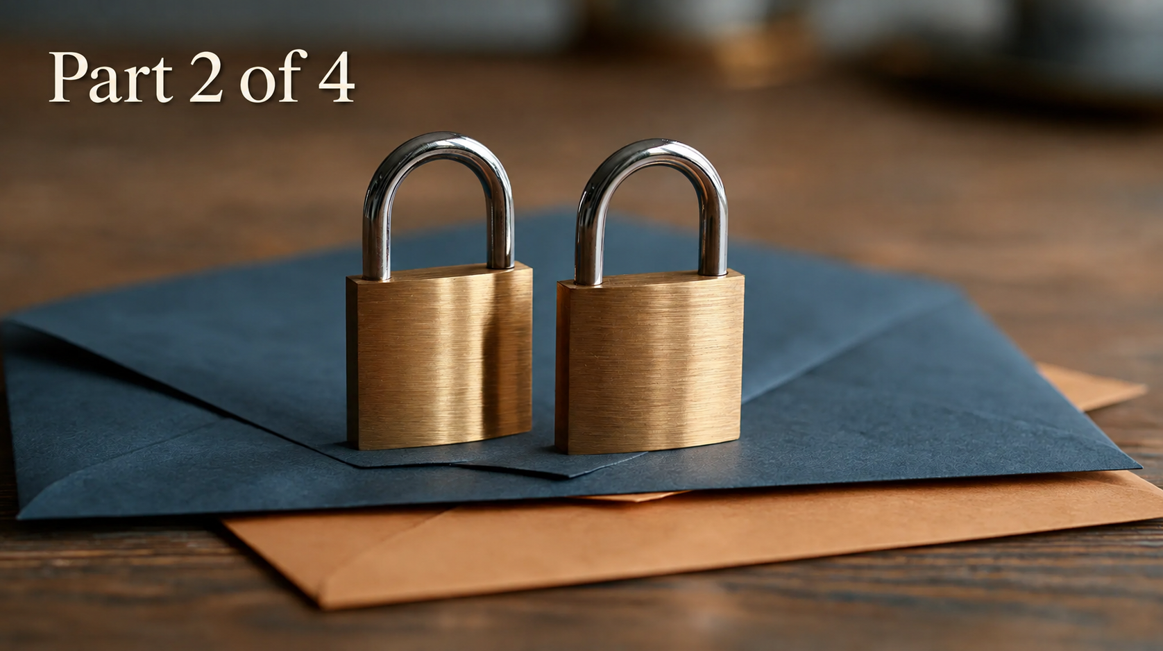 Two brass padlocks resting on a sealed envelope, symbolizing DKIM email signature security