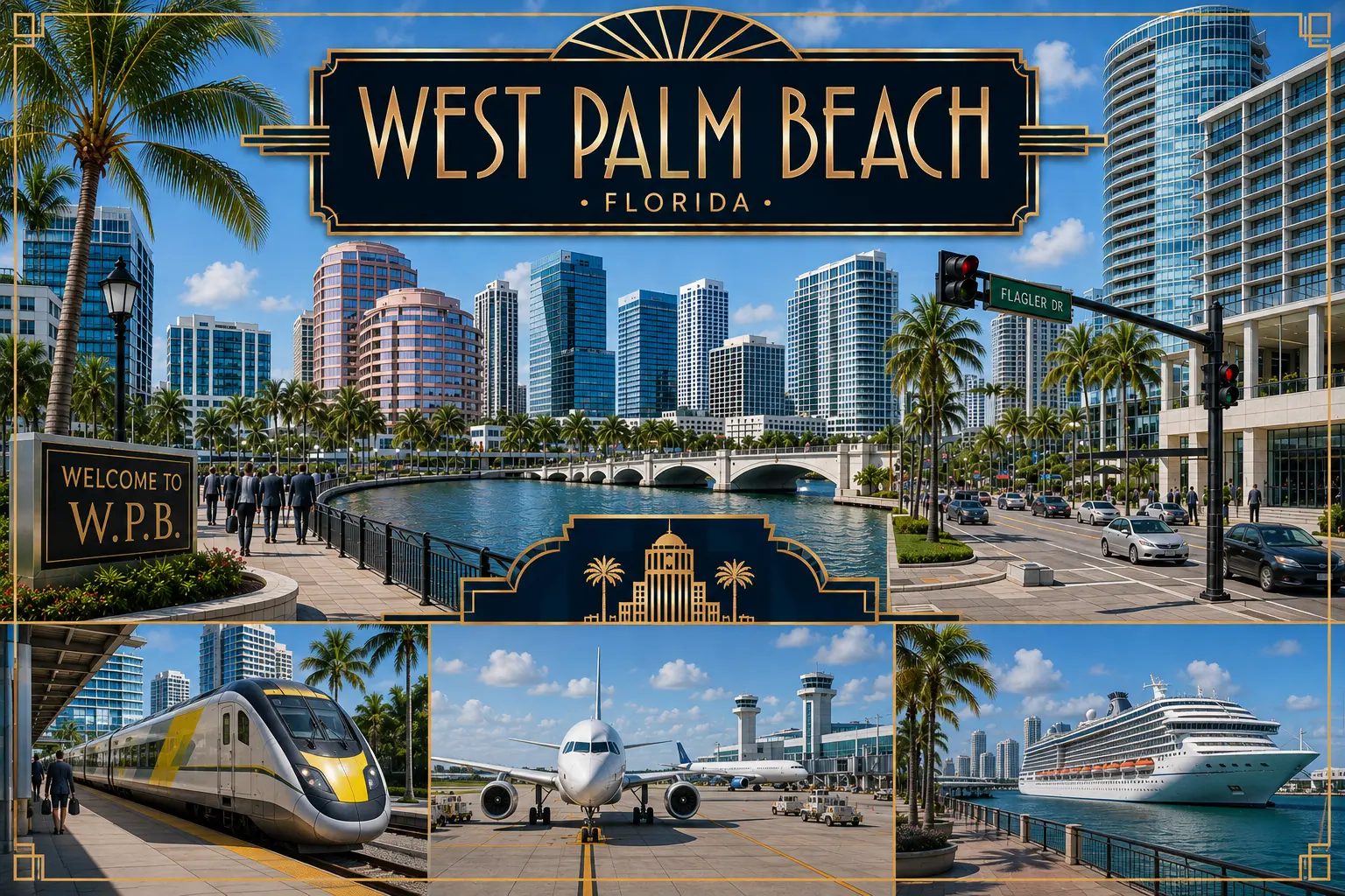 West Palm Beach, Florida skyline and downtown business district