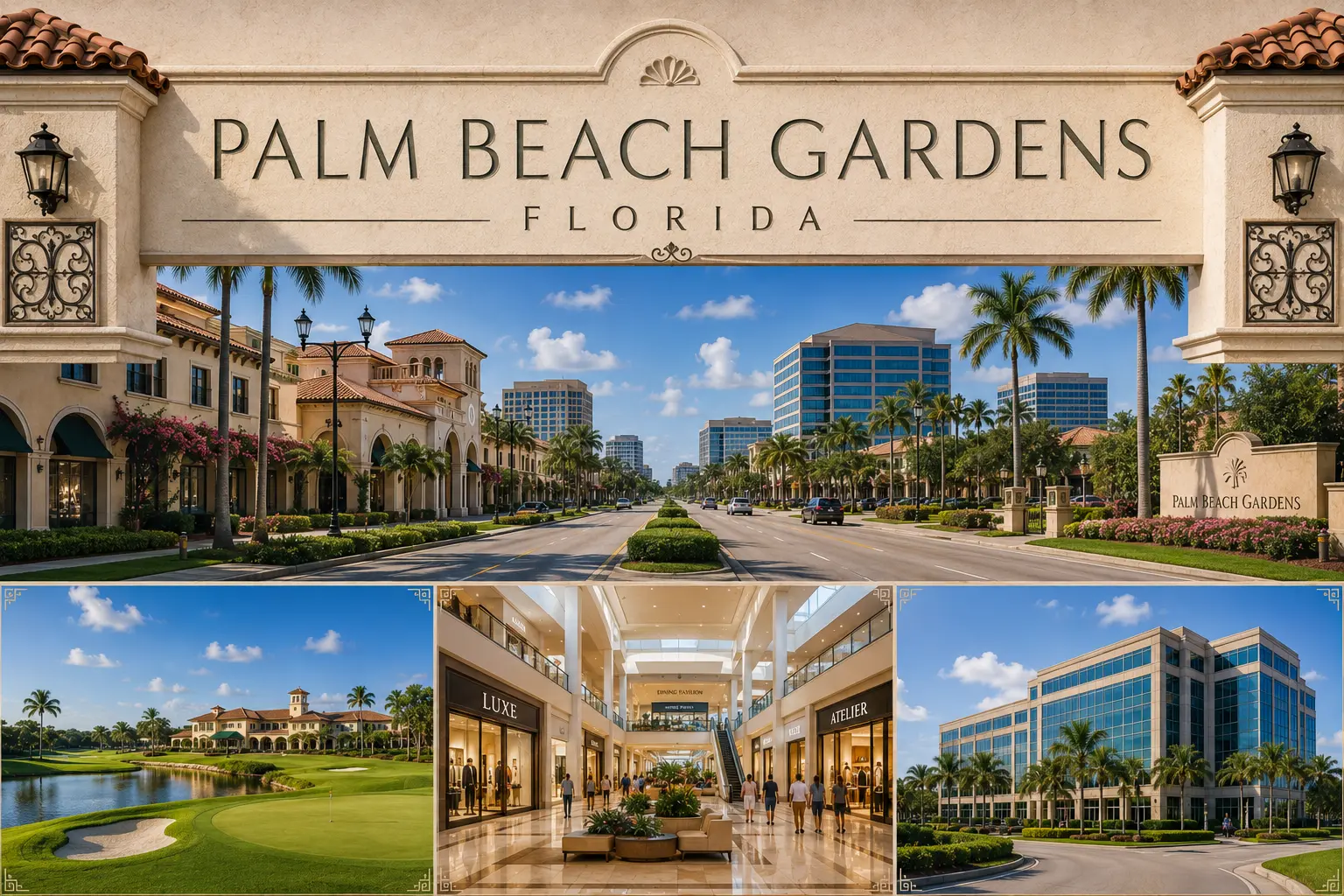 Palm Beach Gardens, Florida business district and offices